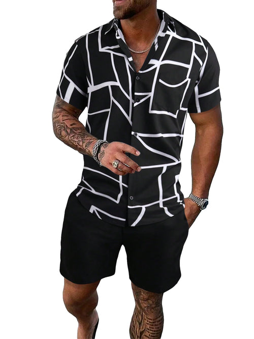 COZYEASE Men's Summer Casual Hawaiian Outfit Set