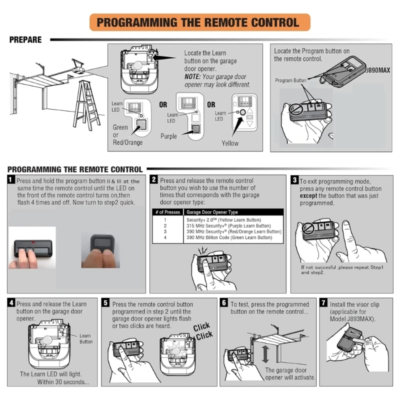 Dual LiftMaster Garage Opener Remotes 893LM 953EV-P2