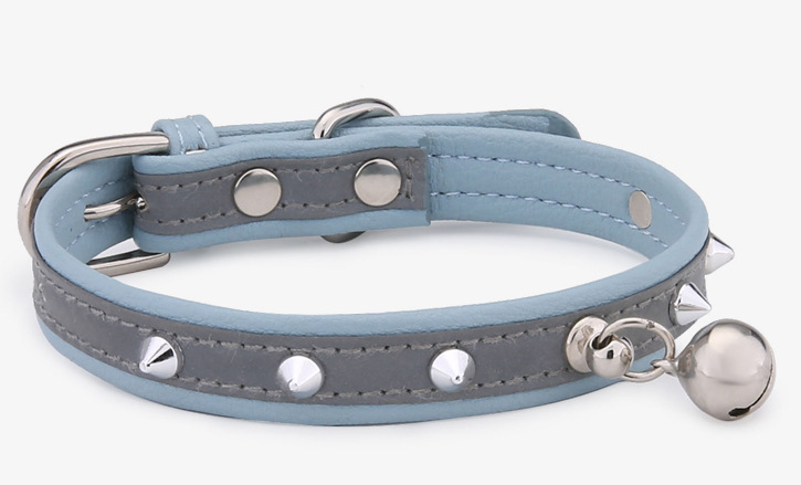 Reflective Safety Studded Pet Collar with Bell