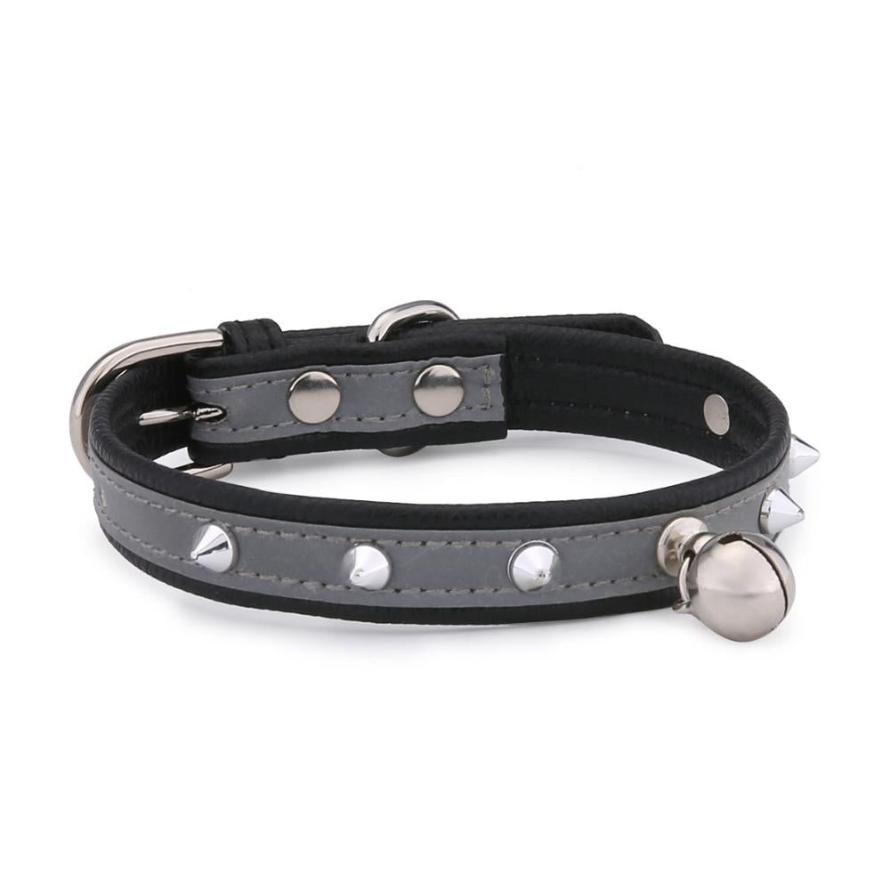 Reflective Safety Studded Pet Collar with Bell