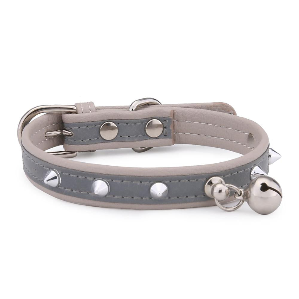 Reflective Safety Studded Pet Collar with Bell