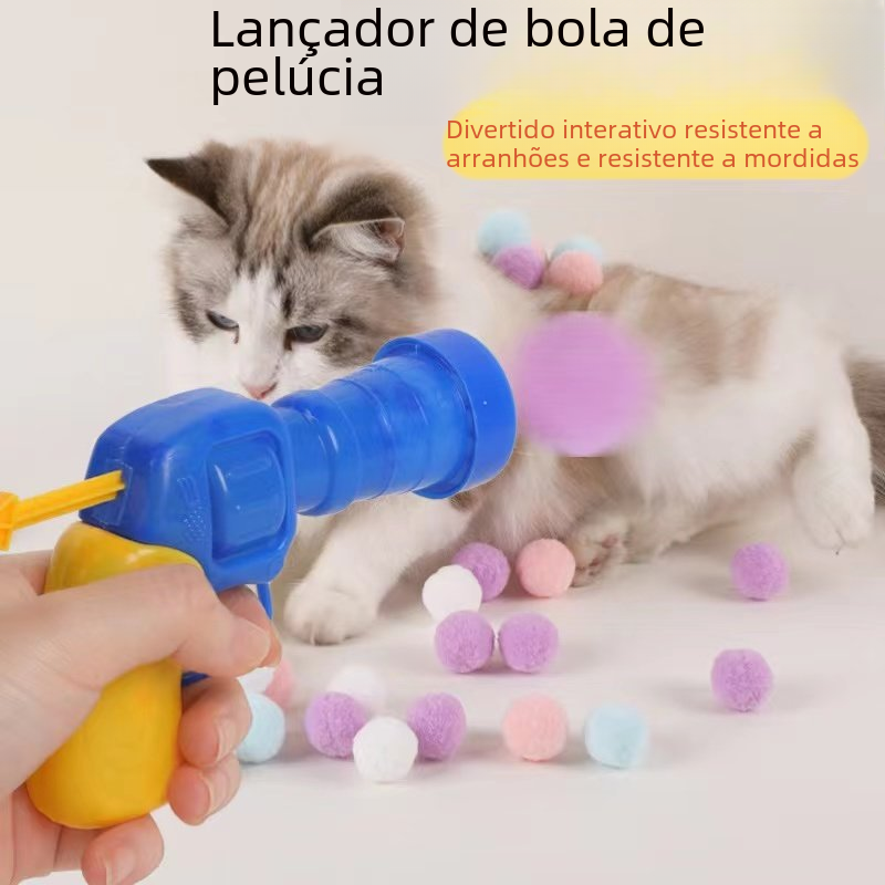 Interactive Plush Ball Launcher Cat Toy