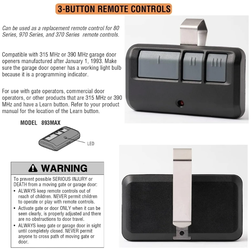 Dual LiftMaster Garage Opener Remotes 893LM 953EV-P2