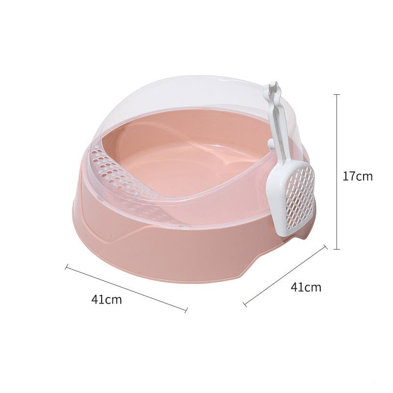 Semi-Closed Comfort Cat Litter Box with Scoop